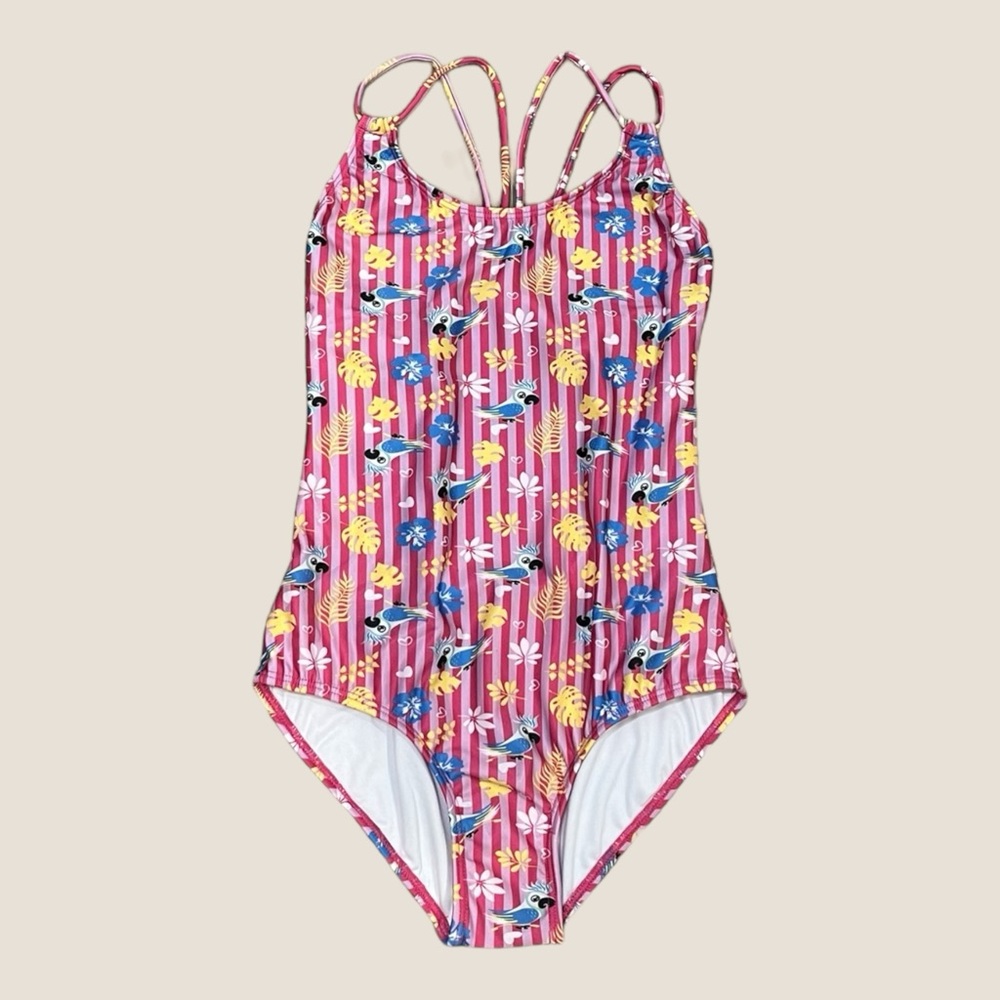 Parrot Print Girls Swimsuit.